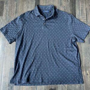 Polo by Ralph Lauren Men's Navy Blue Polo XL Short SleeveDiamond All-Over Print